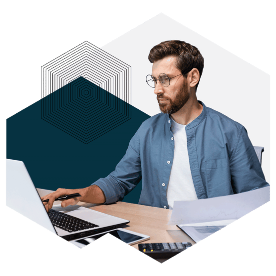 finance professional using laptop
