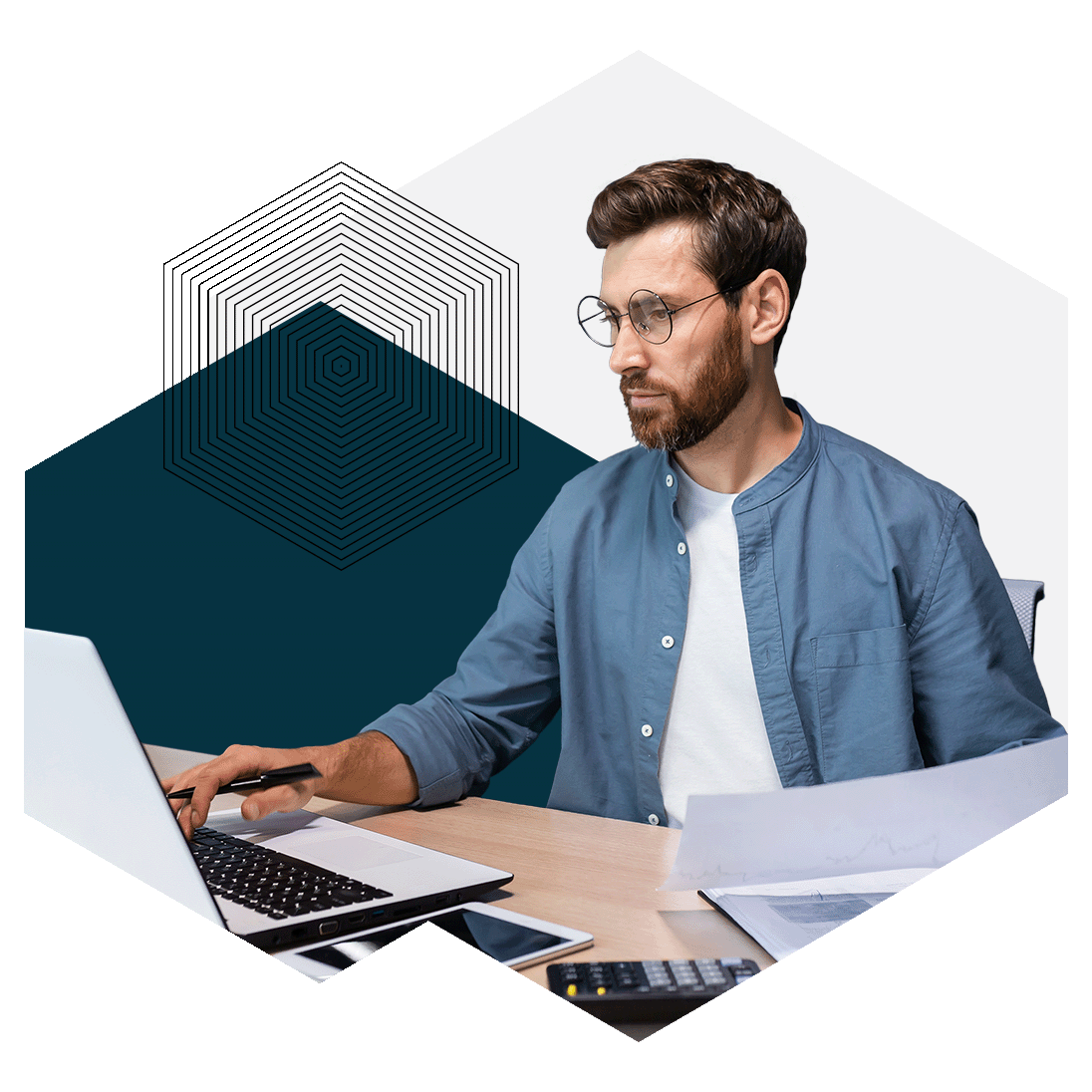 finance professional using laptop