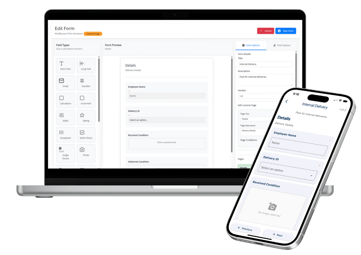 Cogniform form builder on desktop and mobile